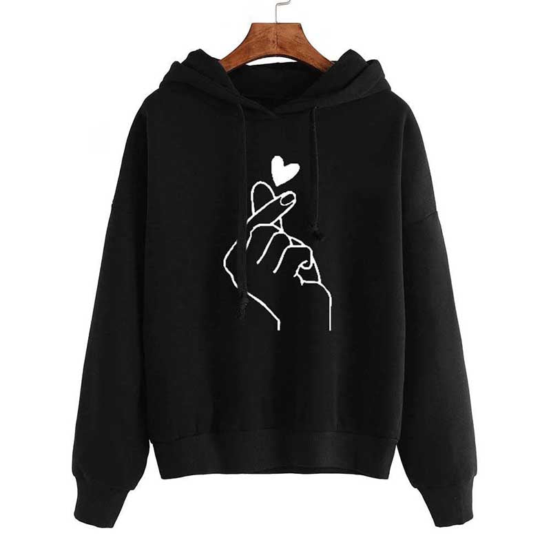 Plus Size Casual Sweatshirts for Women with Heart Design