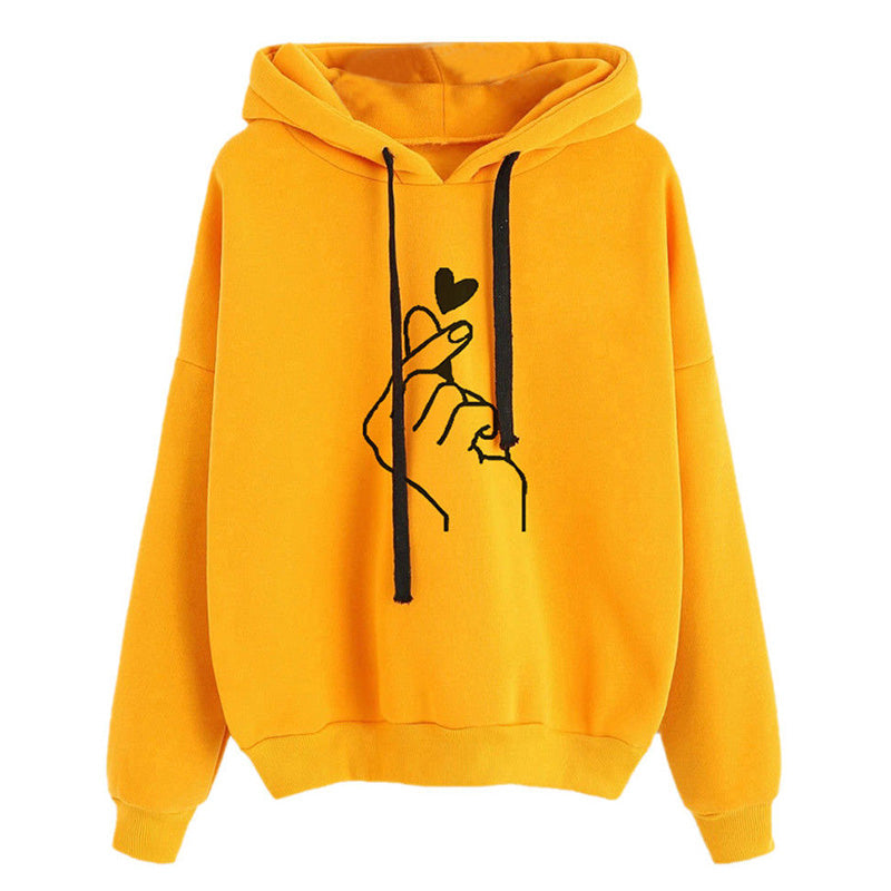 Plus Size Casual Sweatshirts for Women with Heart Design