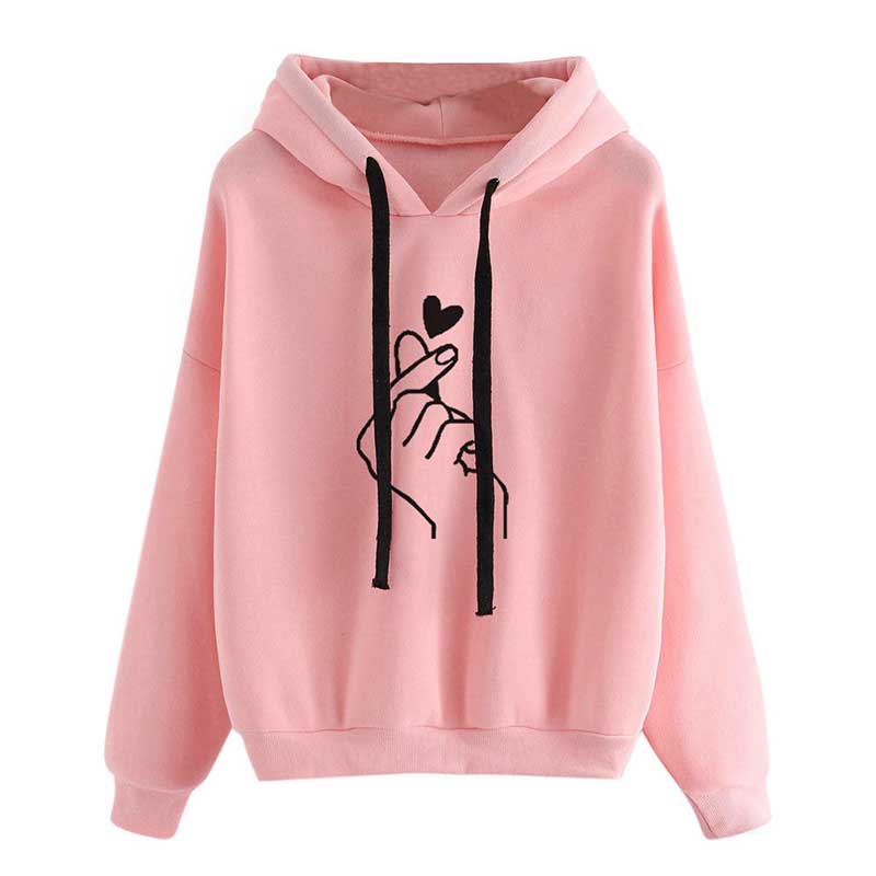 Plus Size Casual Sweatshirts for Women with Heart Design