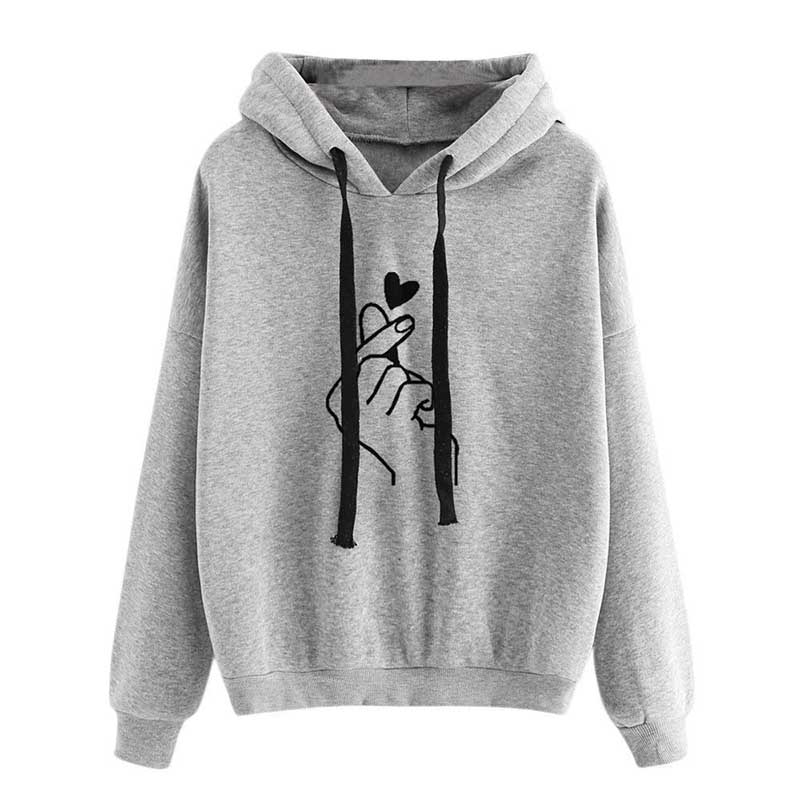 Plus Size Casual Sweatshirts for Women with Heart Design