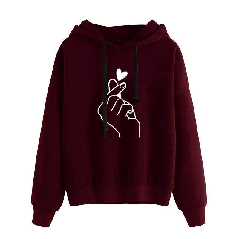 Plus Size Casual Sweatshirts for Women with Heart Design