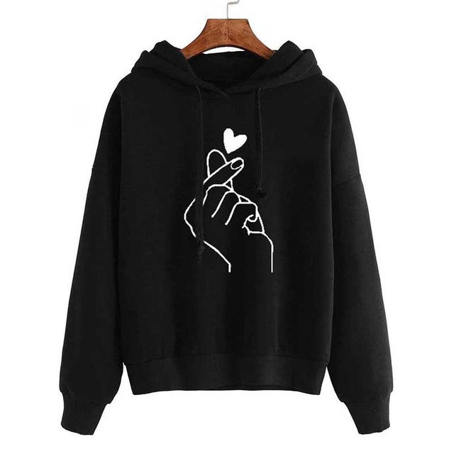Plus Size Casual Sweatshirts for Women with Heart Design