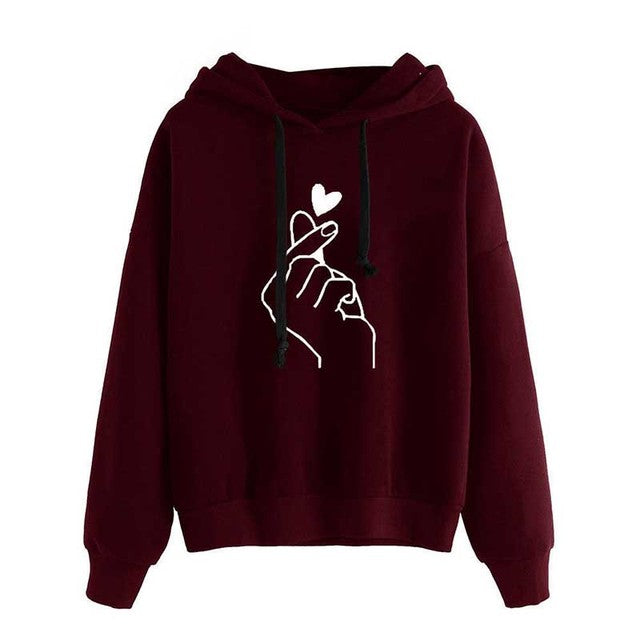 Plus Size Casual Sweatshirts for Women with Heart Design
